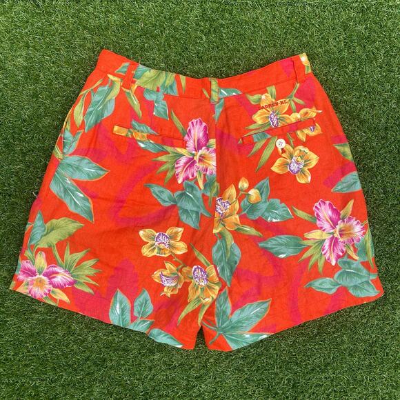 Lauren Ralph Lauren Women's 1990's Floral Linen Vintage Shorts - Picture 3 of 5